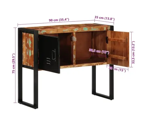 Konsoolkapp Mitmevärviline 90X35X75 Cm Taaskasutatud Täispuit Konsoolkapp Mitmevärviline 90X35X75 Cm Taaskasutatud Täispuit