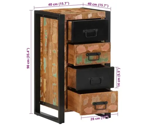 Sahtlikapp Mitmevärviline 40X40X75 Cm Taaskasutatud Täispuit Sahtlikapp Mitmevärviline 40X40X75 Cm Taaskasutatud Täispuit