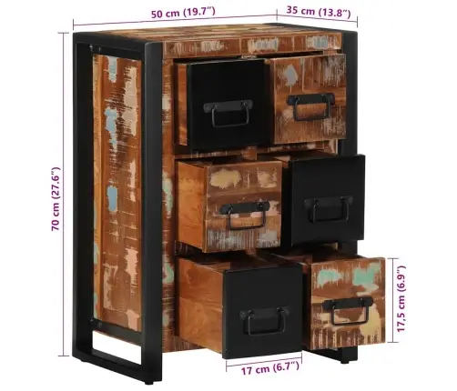 Kumode, 50X35X70 Cm, Pārstrādāts Masīvkoks Vidaxl