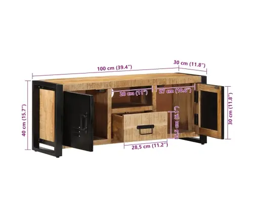 Tv Skapis 100X30X40 Cm Masīv Rough Wood Mango Vidaxl Tv Skapis 100X30X40 Cm Masīv Rough Wood Mango Vidaxl