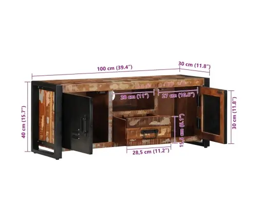 Telerikapp 100X30X40 Cm Taaskasutatud Täispuit