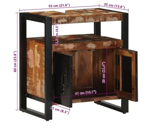 Vannas Istabas Izlietnes Skapis 55X35X60Cm Reģenerēts Masīvkoks Vidaxl