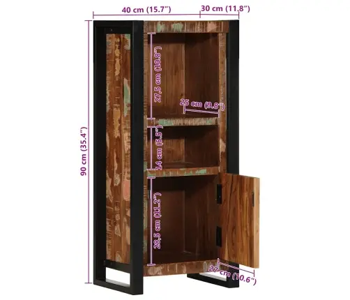 Vannasistabas Skapītis, 40X30X90 Cm, Pārstrādāts Masīvkoks Vidaxl