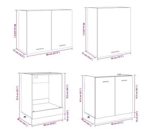 7-Daļīgs Virtuves Skapīšu Komplekts, 