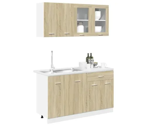 4-Osaline Köögikappide Komplekt "Lyon", Sonoma Tamm, Töödeldud Puit