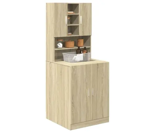 Veļasmašīnas Plaukti, 2 Gab., Ozolkoka Krāsa, Inženierijas Koks Vidaxl