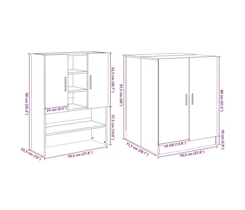 Veļasmašīnas Plaukti, 2 Gab., Ozolkoka Krāsa, Inženierijas Koks Vidaxl