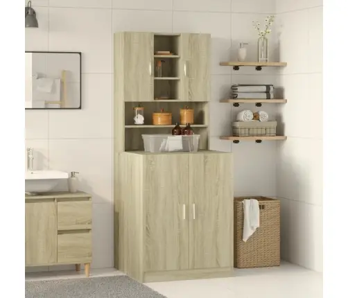 Veļasmašīnas Plaukti, 2 Gab., Ozolkoka Krāsa, Inženierijas Koks Vidaxl