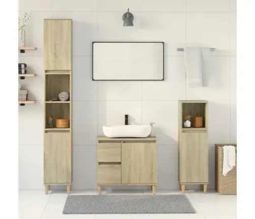 3-Daļīgs Vannasistabas Mēbeļu Komplekts, Sonomas Ozolkoka Vidaxl