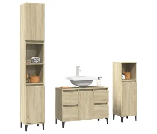 3-Daļīgs Vannasistabas Mēbeļu Komplekts, Sonomas Ozolkoka Vidaxl