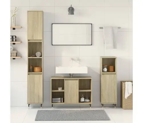 3-Daļīgs Vannasistabas Mēbeļu Komplekts, Sonomas Ozolkoka Vidaxl