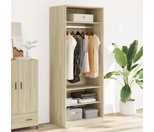 Drabužių Spinta, Sonoma Ąžuolo, 80X50X200cm Apdirbta Mediena