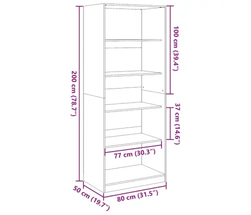 Garderoob Vana Puidu 80X50X200 Cm Tehispuit