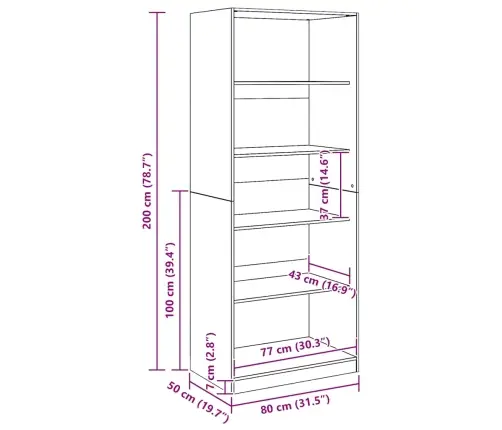 Drēbju Skapis, Koka Krāsa, 80X50X200 Cm, Inženierijas Koks Vidaxl