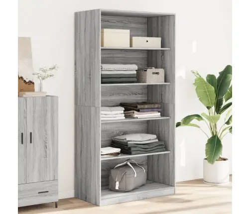 Drabužių Spinta, Pilka Ąžuolo, 100X50X200cm Apdirbta Mediena