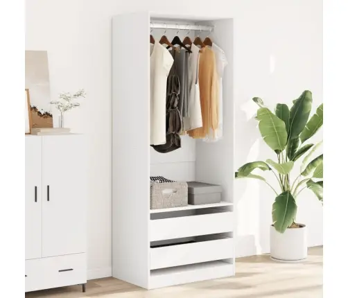 Skapis, 80X50X200 Cm, Balts, Inženierijas Koks Vidaxl