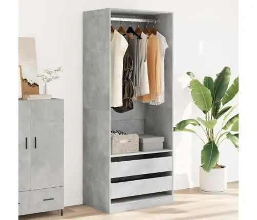 Skapis, 80X50X200 Cm, Betona Pelēks, Inženierijas Koks Vidaxl