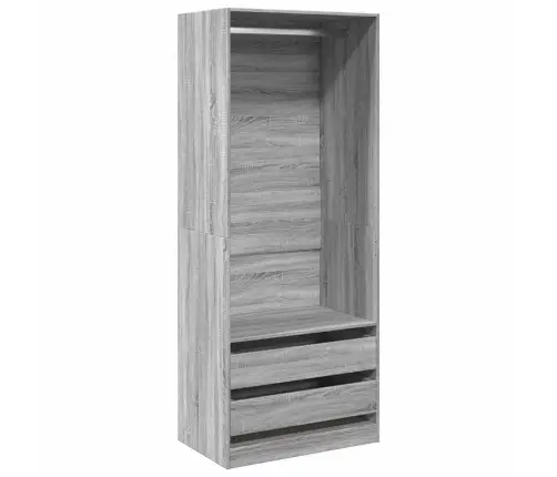 Drēbju Plaukts, Pelēka Ozola, 80X50X200 Cm, Inženierijas Koks Vidaxl