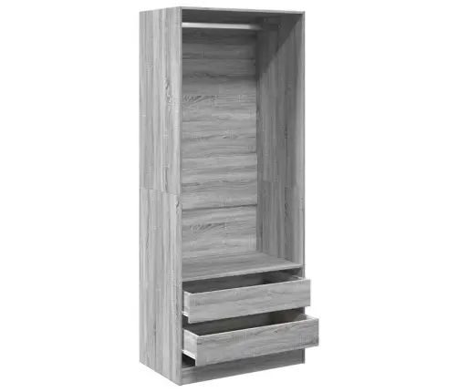 Drēbju Plaukts, Pelēka Ozola, 80X50X200 Cm, Inženierijas Koks Vidaxl