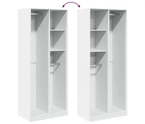 Riidekapp, Valge, 80 X 50 X 200 cm Tehispuit