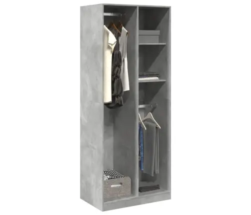 Skapis, 80X50X200 Cm, Betona Pelēks, Inženierijas Koks Vidaxl