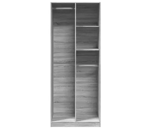 Drēbju Plaukts, Pelēka Ozola, 80X50X200 Cm, Inženierijas Koks Vidaxl