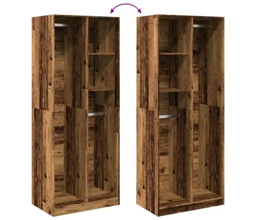 Skapis, 80X50X200 Cm, Veca Koka Krāsā, Inženierijas Koks Vidaxl