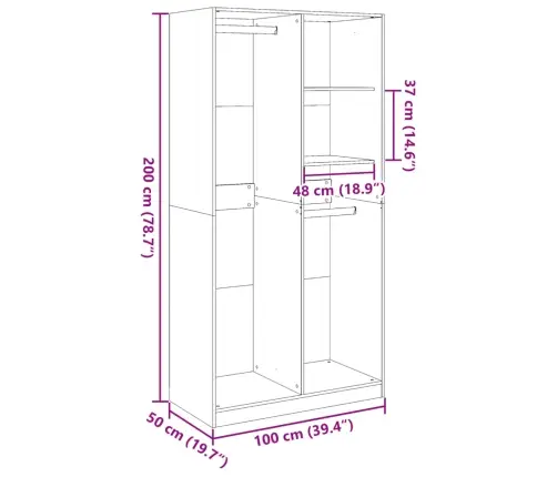 Drabužių Spinta, Betono Pilkos Spalvos, 100X50X200cm Mdp