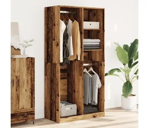 Skapis, 100X50X200 Cm, Veca Koka Krāsā, Inženierijas Koks Vidaxl