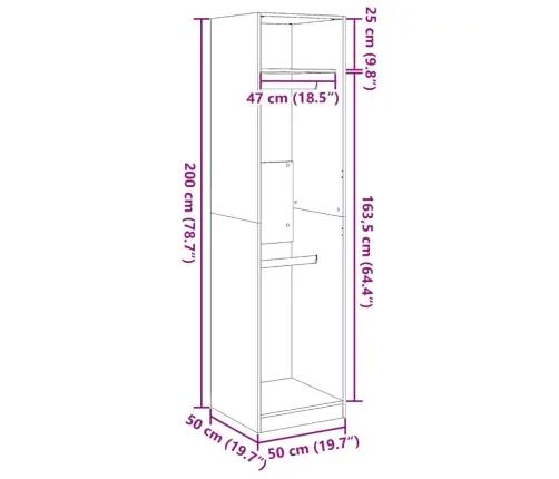 Garderoob Sonoma Tamm 50 X 50 X 200 Cm Tehispuit Garderoob Sonoma Tamm 50 X 50 X 200 Cm Tehispuit