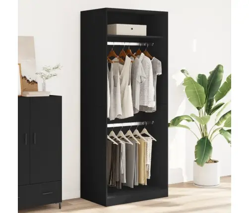 Skapis, 80X50X200 Cm, Melns, Inženierijas Koks Vidaxl