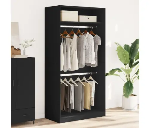 Skapis, Melns, 100X50X200 Cm, Skaidu Plāksne Vidaxl