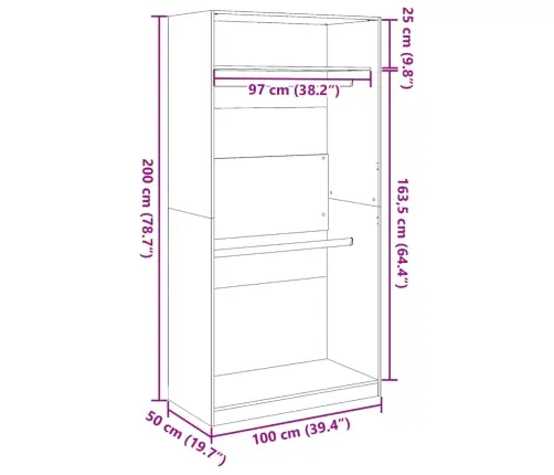 Skapis, Ozolkoka Krāsa, 100X50X200 Cm, Skaidu Plāksne Vidaxl