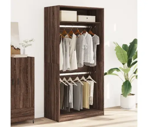 Drēbju Skapis, Ozolkoka Krāsa, 100X50X200 Cm, Inženierijas Koks Vidaxl