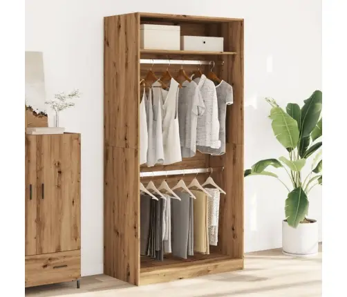 Drēbju Skapis, Koka Krāsa, 100X50X200 Cm, Inženierijas Koks Vidaxl