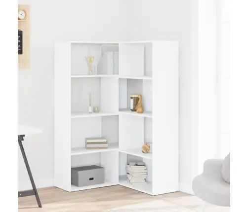 Kampinė Spinta, 4 Aukštų, Baltos, 85X85X140cm Mediena