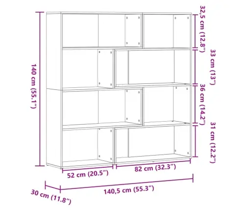 4-Korruseline Sonoma Tamm 85X85X140 Cm Tehispuit