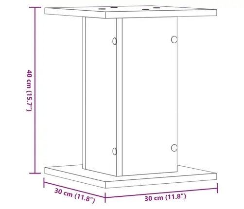 Stovai Augalams, 2Vnt., Balti, 30X30X40cm Apdirbta Mediena