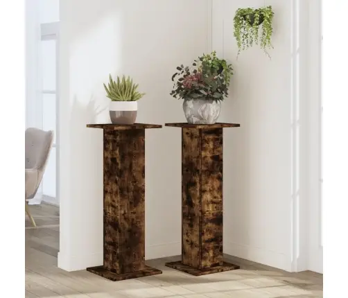 Augu Statīvi, 2 Gab., Ozolkoka Krāsa, 30X30X80 Cm, Koks Vidaxl