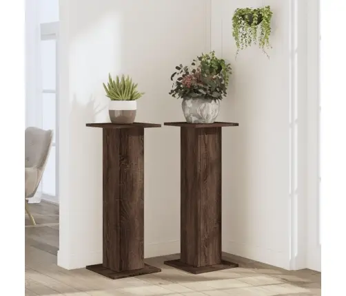 Taimealused 2 Tk, Pruun Tamm, 30X30X80 cm Tehispuit
