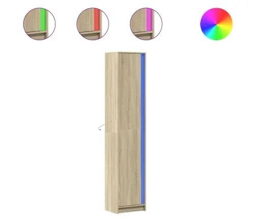 Augstais Skapītis Ar Led, Ozolkoka Krāsa, 41,5X32,5X200 Cm Vidaxl