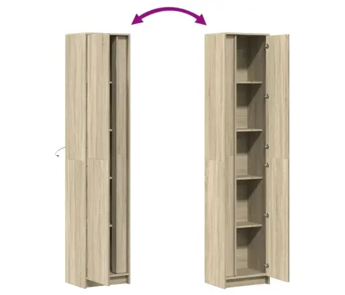 Augstais Skapītis Ar Led, Ozolkoka Krāsa, 41,5X32,5X200 Cm Vidaxl