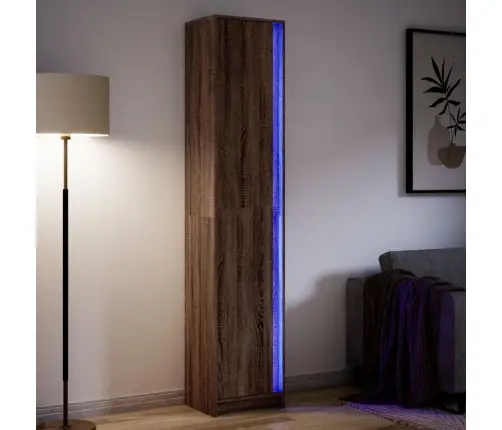 Augstais Skapītis Ar Led, Brūna Koka Krāsa, 41,5X32,5X200 Cm Vidaxl