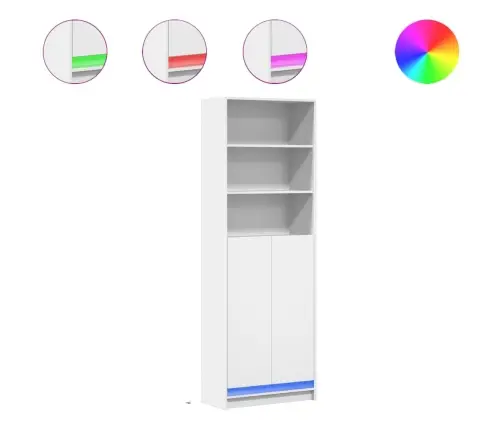 Augstais Skapītis Ar Led, Balts, 69X32,5X200 Cm Vidaxl