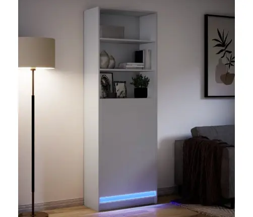 Augstais Skapītis Ar Led, Balts, 69X32,5X200 Cm Vidaxl