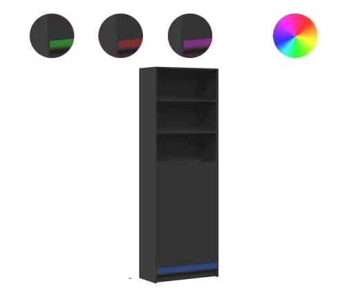 Komoda Su Led, Juodos Spalvos, 69X32,5X200cm Apdirbta Mediena