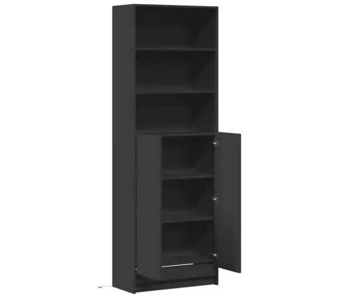 Komoda Su Led, Juodos Spalvos, 69X32,5X200cm Apdirbta Mediena