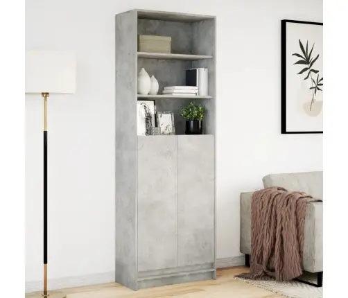 Augstais Skapītis Ar Led, Betona Pelēks, 69X32,5X200 Cm Vidaxl