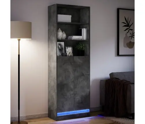 Augstais Skapītis Ar Led, Betona Pelēks, 69X32,5X200 Cm Vidaxl