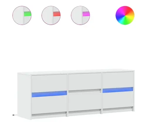 Tv Skapītis Ar Led, Balts, 140X34X50 Cm, Inženierijas Koks Vidaxl